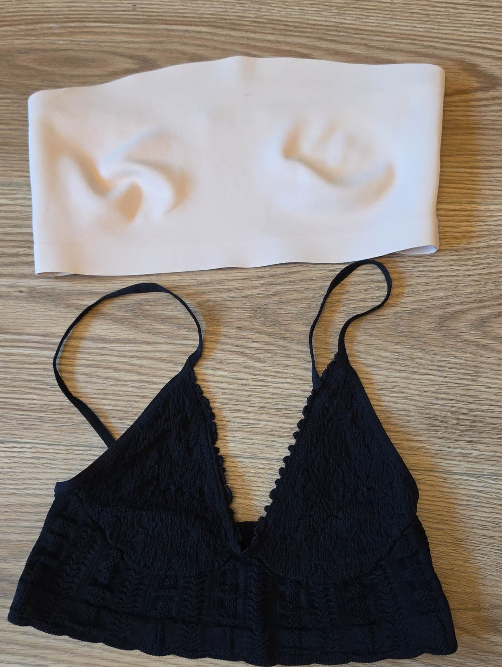Free People Women’s Seamless White Bandeau & Black Lace Bralette Set